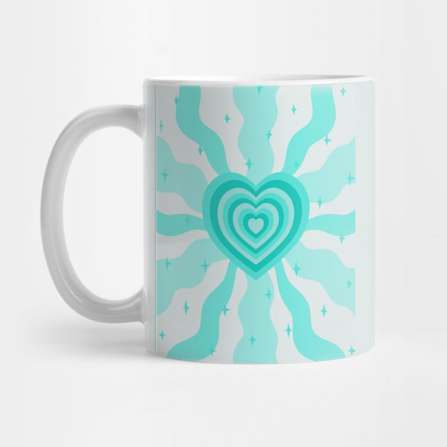 Retro Heart Waves - Mint by Velvet Earth